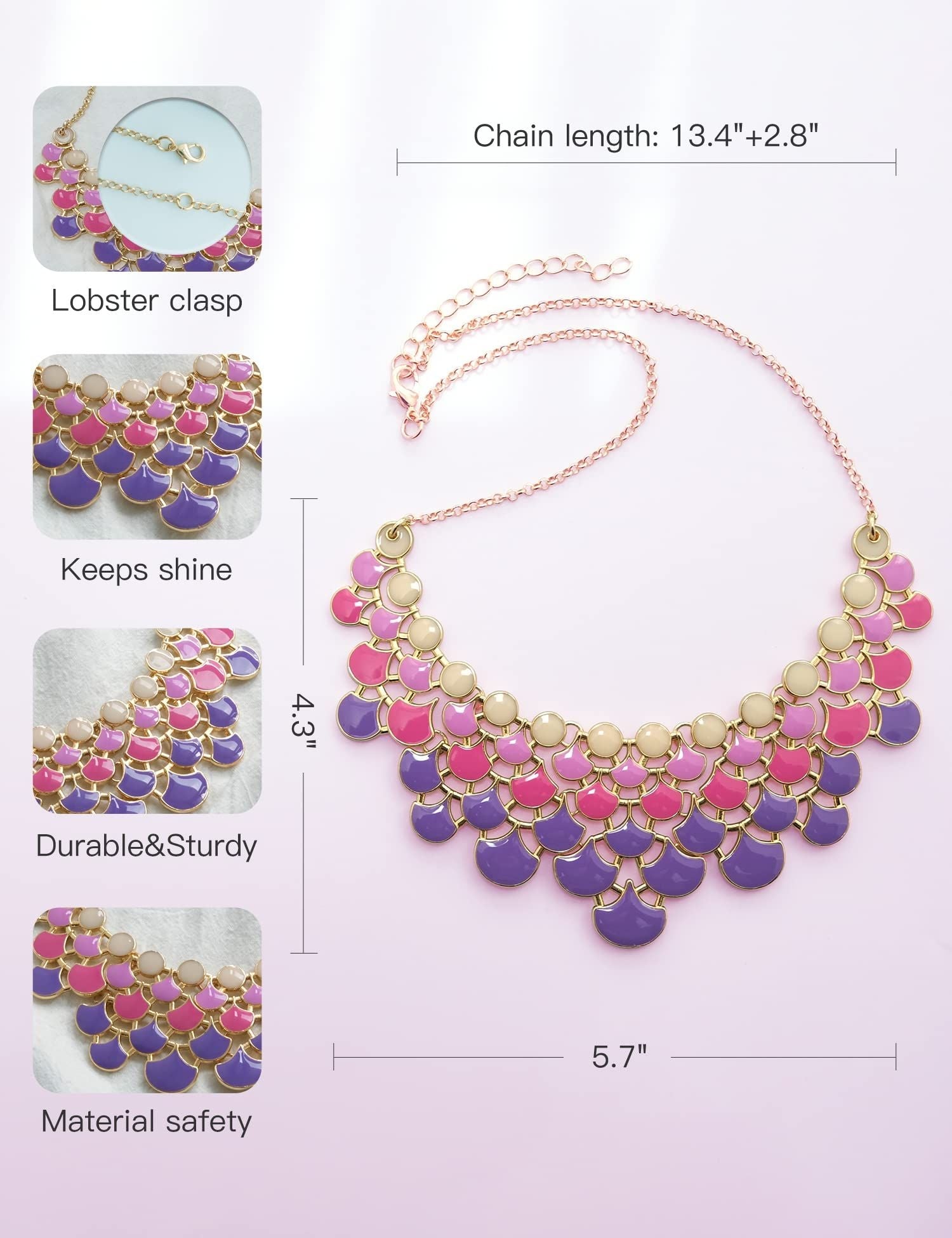 Jane Stone Modeaussage Collier Halskette Vintage Durchbrochenes Lätzchen Kostüm Schmuck