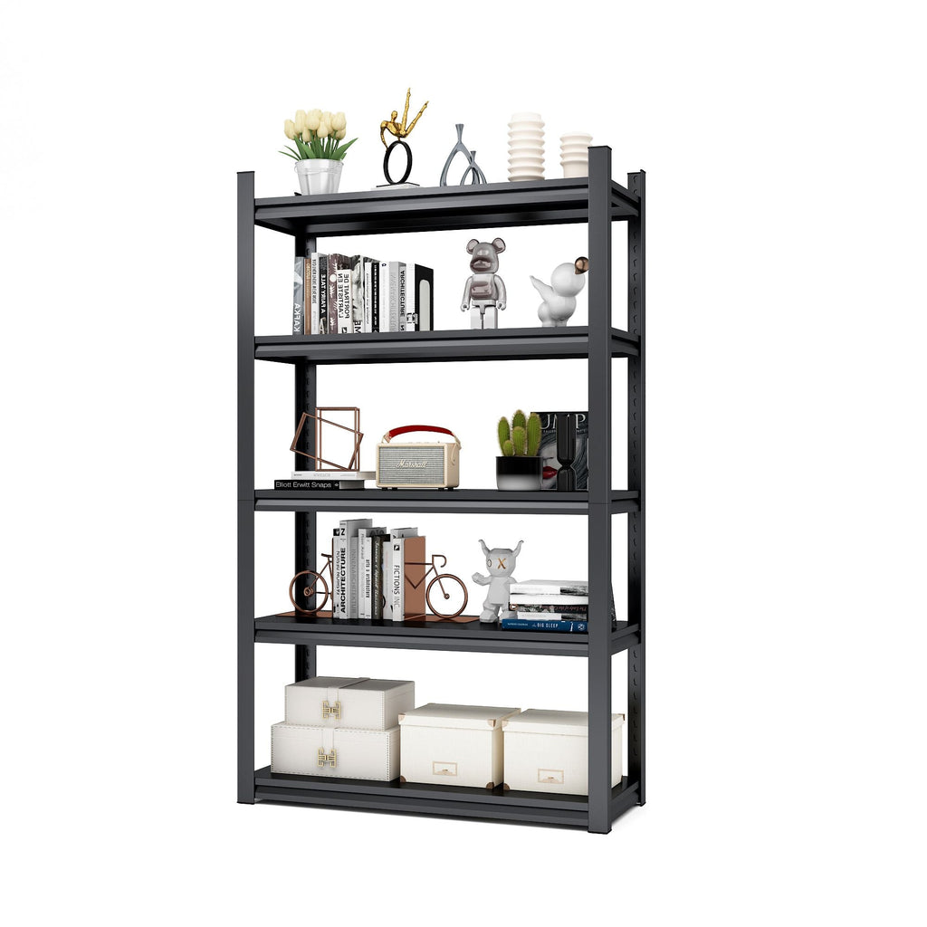 72 Zoll H, 5-stöckiges Metallregal für Lagerung, Garagenregal, 900 kg Schwerlastregal, verstellbares Garagenregal, industrielles Regal, Ablageregal, 90 cm B x 40 cm T x 183 cm H, Schwarz