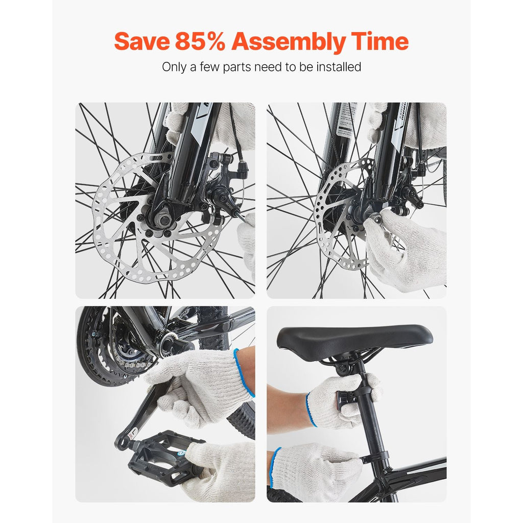VTT 29 pouces avec suspension avant, 21 vitesses SHIMANO, selle confort, freins à double disque, cadre en alliage d'aluminium, vélo de sport pour adultes, sentier, neige
