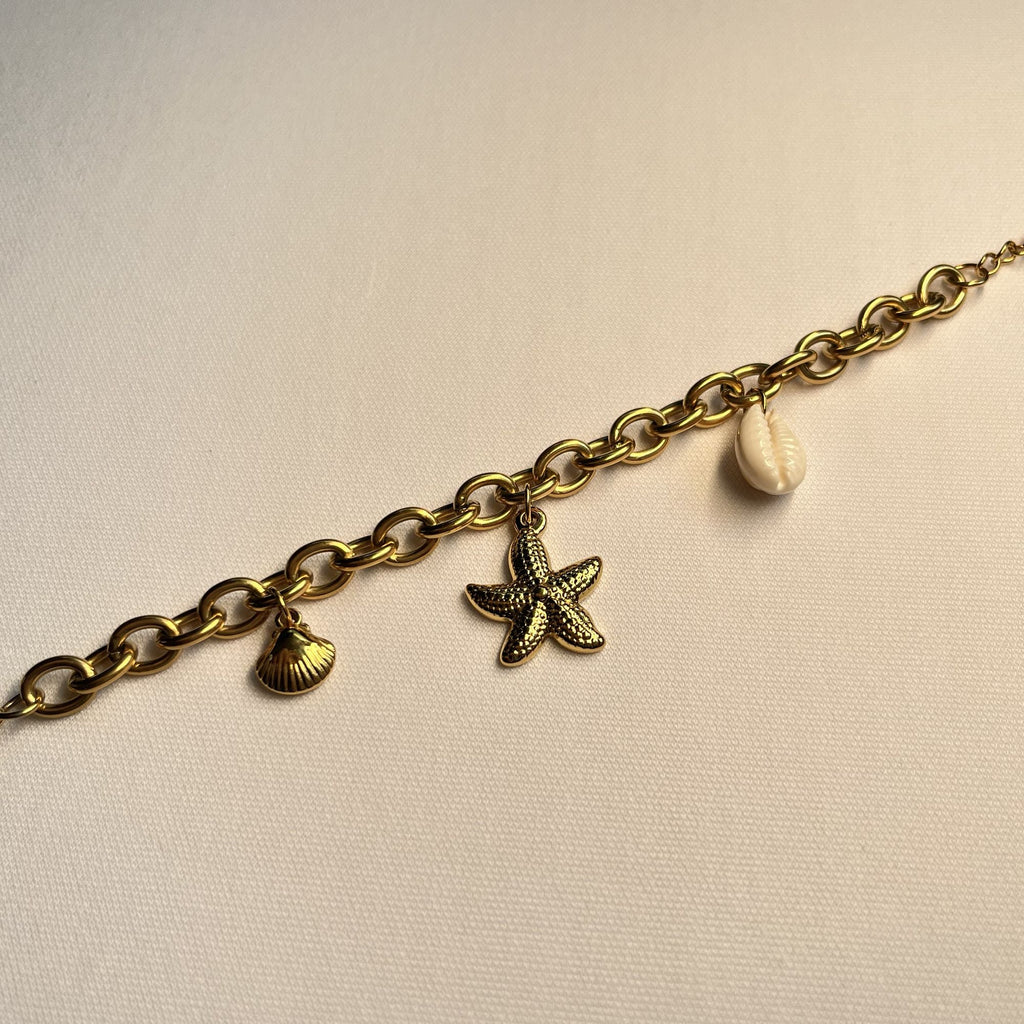 18K vergoldetes Meeres-Charm-Armband – Edelstahl Coastal Schmuckkollektion