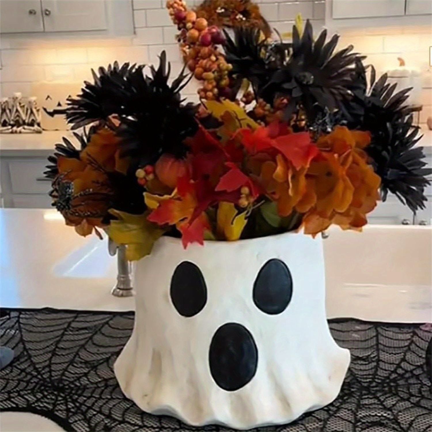 1 Stück Harz Geist Eimer Vase, niedlicher Virus Geist Eimer, Weihnachtsdeko für Haus & Küche