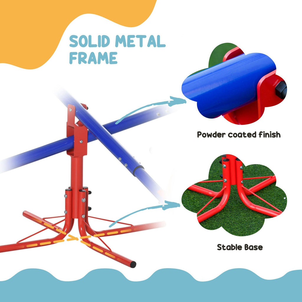 Outsunny Balançoire à bascule pour enfants, avec rotation à 360°, 4 places, équipement de jeu d'extérieur pour jardin, garçons et filles de 3 à 8 ans