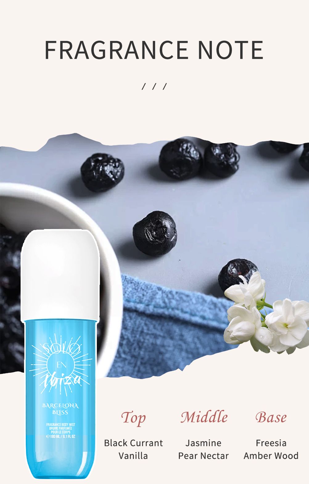 [SOLO EN IBIZA Brume] 1 pièce SOLO EN IBIZA 180 ml Brume Parfumée Longue Durée Cheveux & Corps pour Femme Parfait pour les Rendez-vous, les Fêtes et les Cadeaux