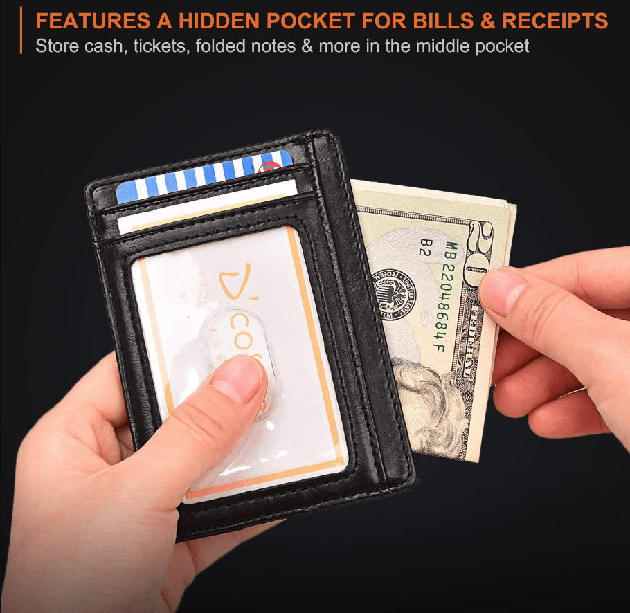 Herren Leder Slim Wallet Kreditkartenetui RFID Blocker Geldbörse Ausweis Geldfach PU USA