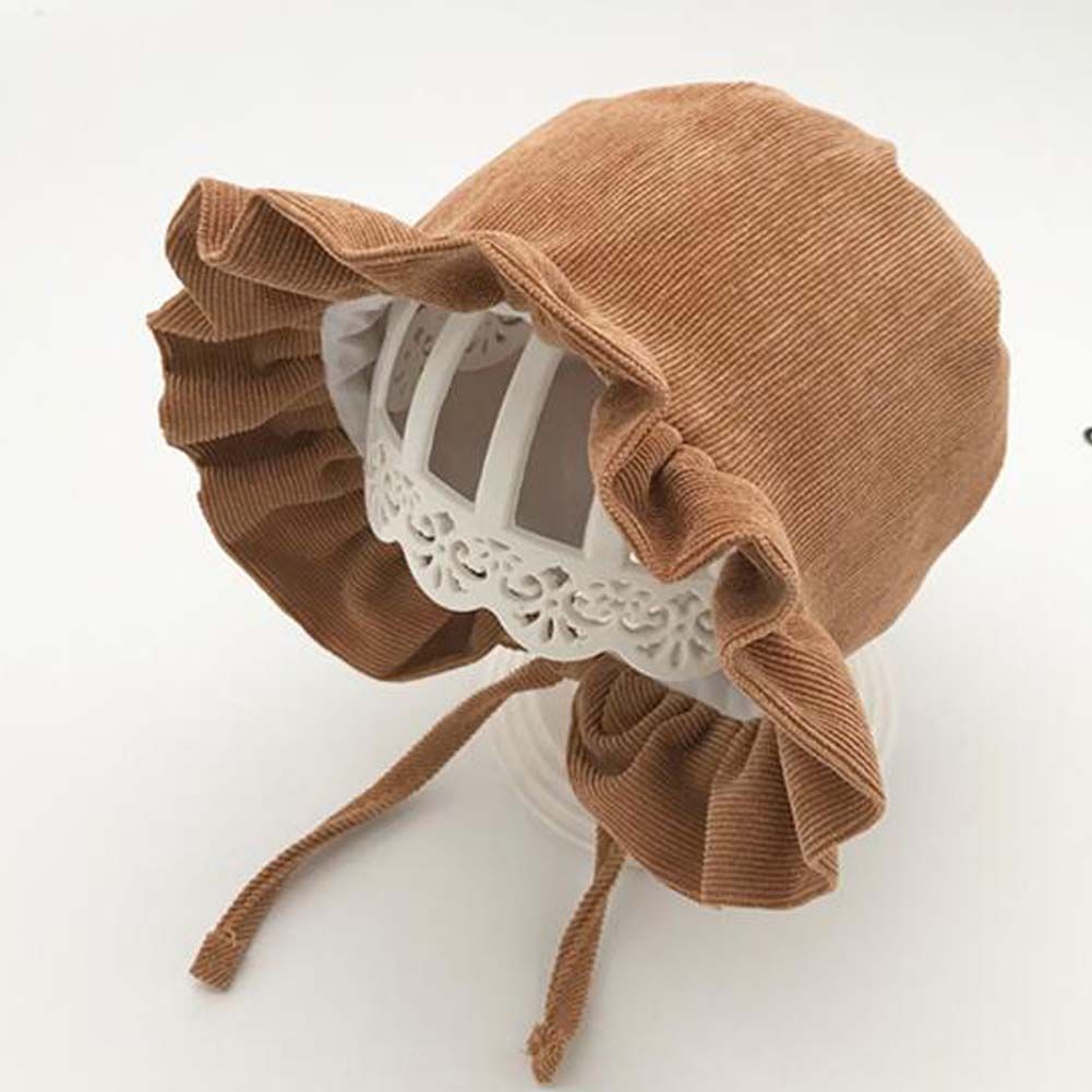 Khaki Baby Herbst Winter Hut Cord Corduroy Ruffle Top Hut Mädchen Jungen Fischerhut Kordelzug Sonnenhut, 7-18 Monate