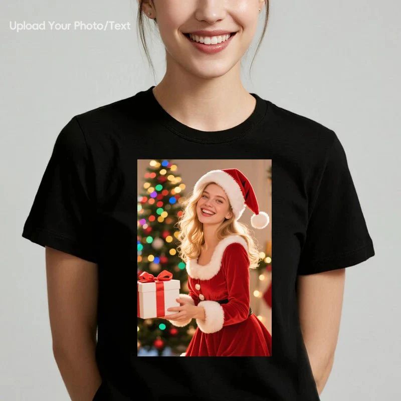T-shirt photo personnalisé Motif sur mesure Coton 230g Manches courtes Téléchargement de photo Mariage Hommes & Femmes Toutes tailles - (Vous devez télécharger l'image)