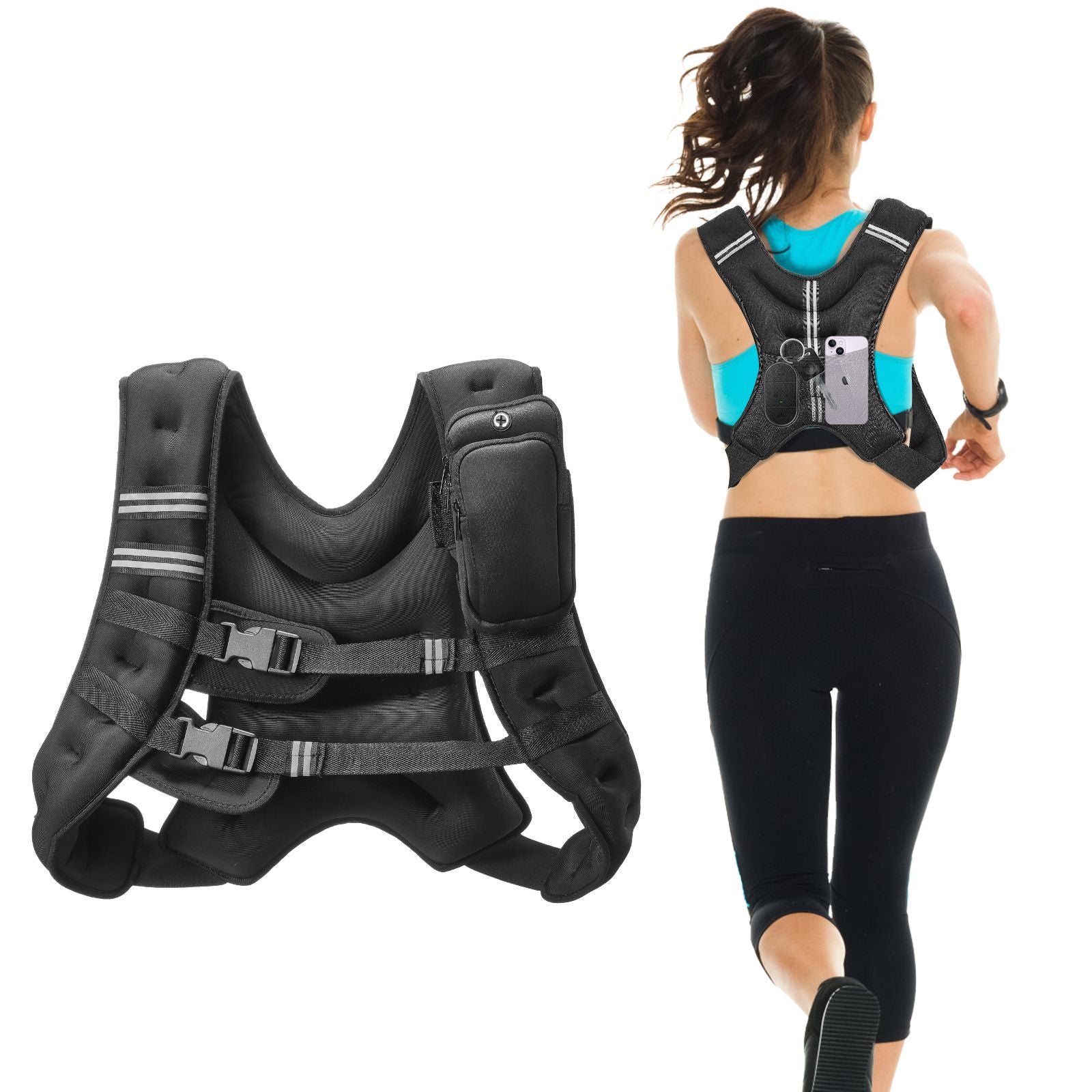Gewichtsweste, 9 kg Gewichtsweste mit reflektierendem Streifen, verstellbare Schnalle Körpergewichtsweste für Männer und Frauen, Trainingsausrüstung für Krafttraining, Laufen, Joggen, Fitness und Gewichtsverlust