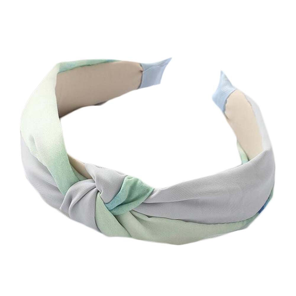 Bandeau Large Noué Femme Turban en Tissu Doux Serre-tête Accessoires Cheveux, Gris Clair Vert Menthe