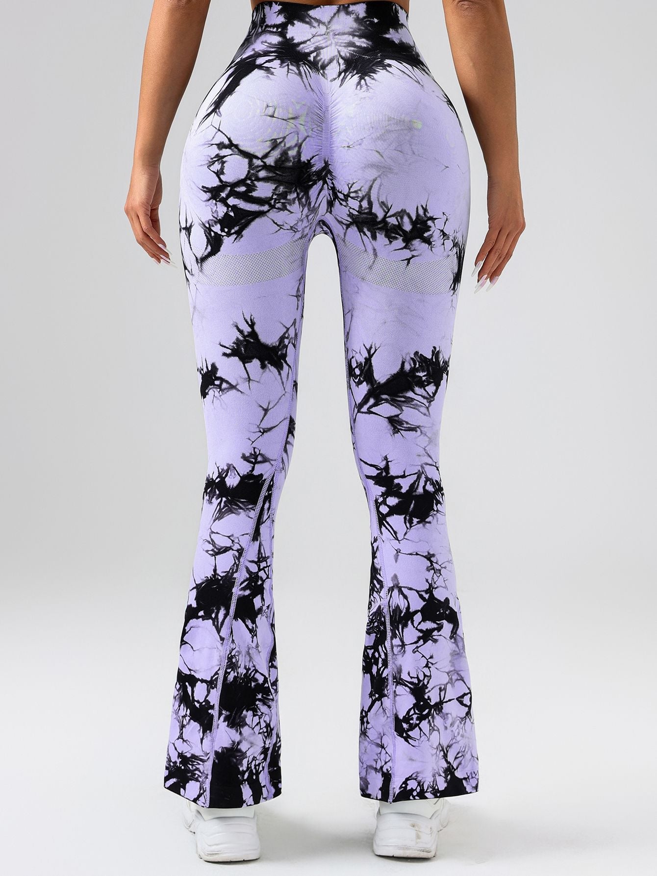 Damen High-Waist Yoga-Hose mit Bauchkontrolle und Schlag, Tie-Dye Stretch Slimming Bootcut Trainingshose, Fitness & Sport Activewear