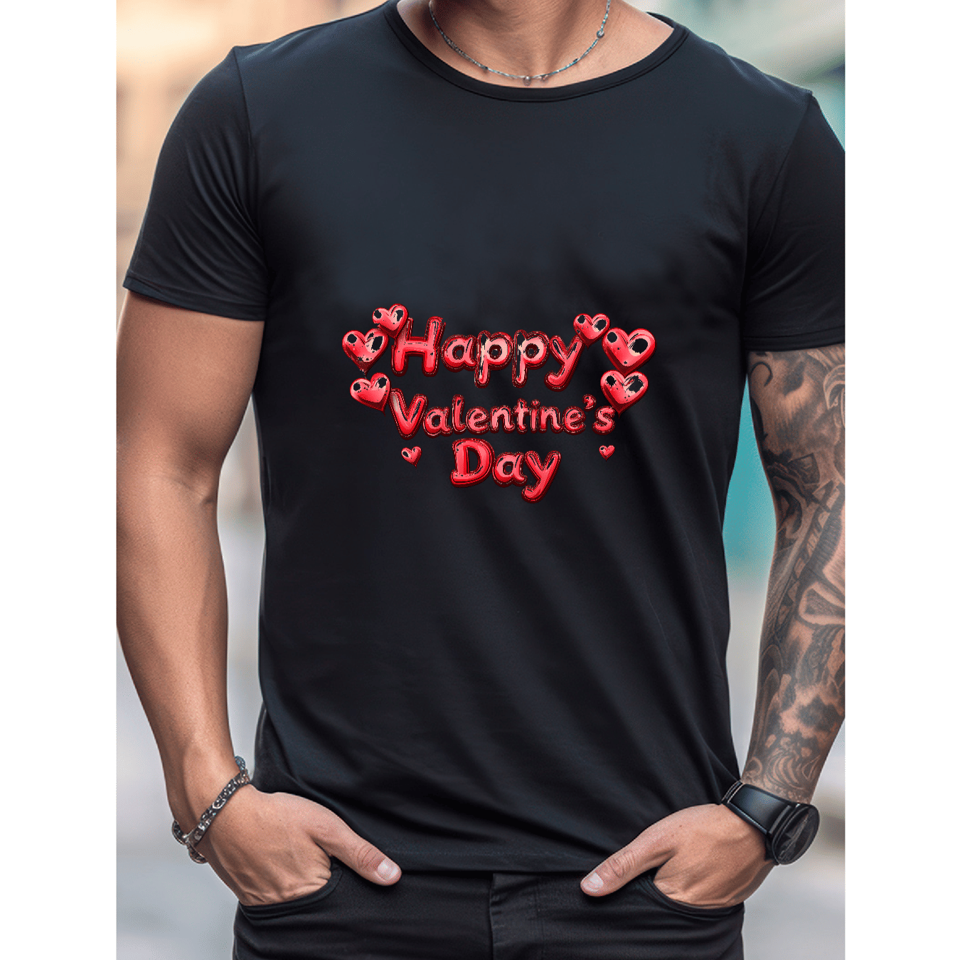 Stilvoll feiern mit diesem 100 % Baumwoll-Herren-T-Shirt zum Valentinstag