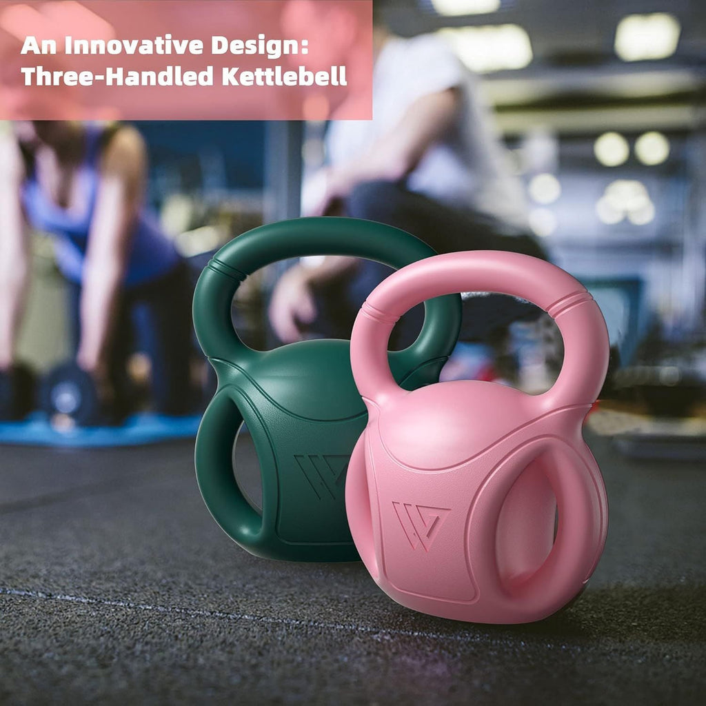 Kettlebells mit 3 Griffen – Gewichte für Frauen, Optionen 5, 10, 15 und 20 LB für Russian Twists, AB-Übungen, Gewichtheben und Core-Fitnessübungen für das Home Gym [einzeln verkauft]