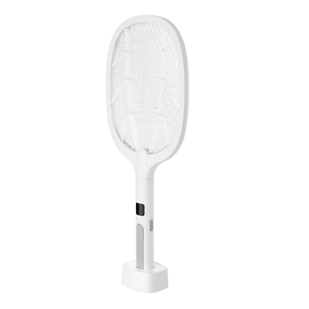 Raquette tapette à mouches électrique VEVOR, avec maillage 3 couches et écran numérique, double mode, batterie rechargeable 1500 mAh, pour la maison, la chambre, la cuisine et le patio, blanc