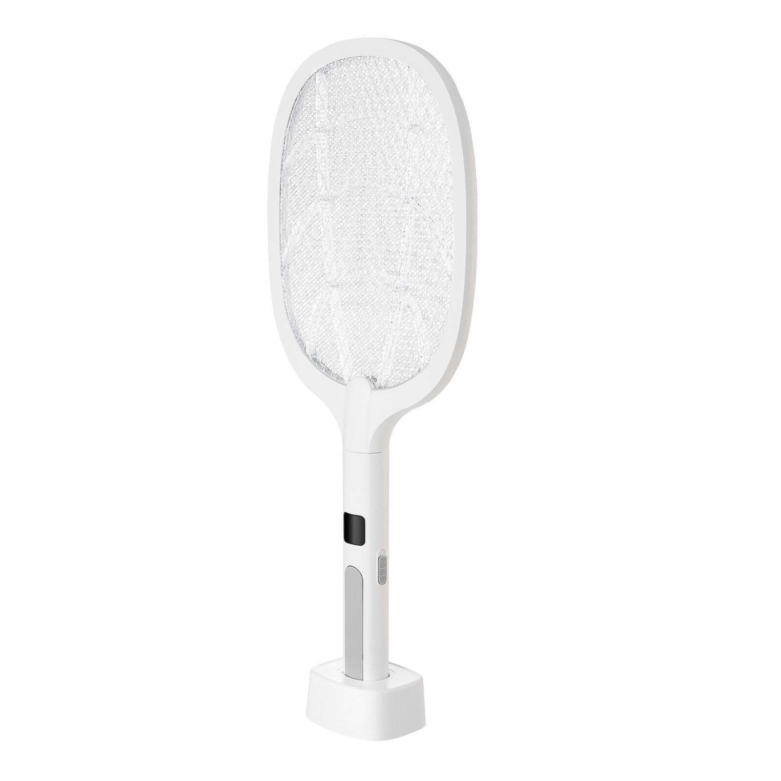 Raquette tapette à mouches électrique VEVOR, avec maillage 3 couches et écran numérique, double mode, batterie rechargeable 1500 mAh, pour la maison, la chambre, la cuisine et le patio, blanc