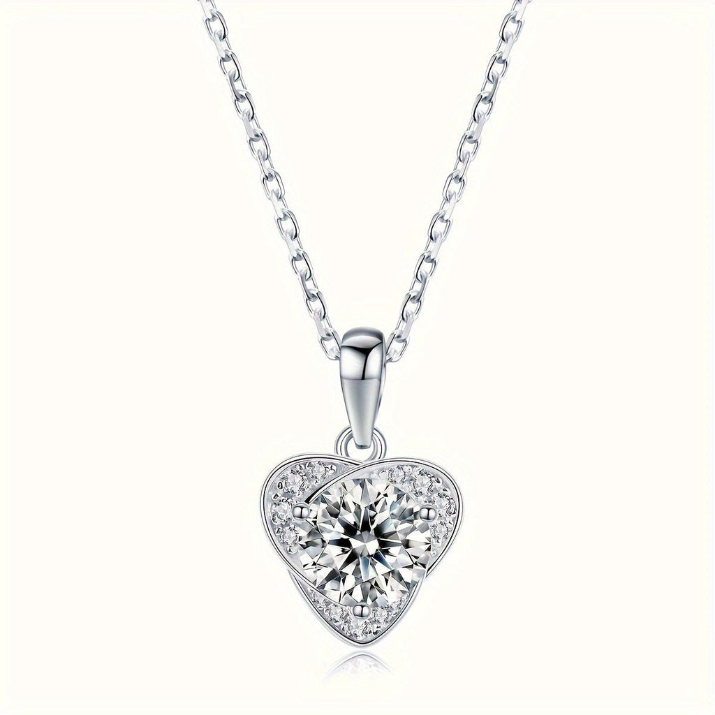 1 Stück Herz-Halskette 925er Silber Moissanit-Diamant