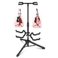 Support de guitare réglable double supports de guitare au sol avec support de manche universel pour instruments acoustiques électriques classiques basse pliable portable noir - GSH 2N1
