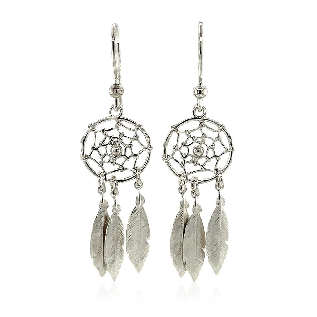 Boucles d'oreilles pendantes attrape-rêves en argent sterling