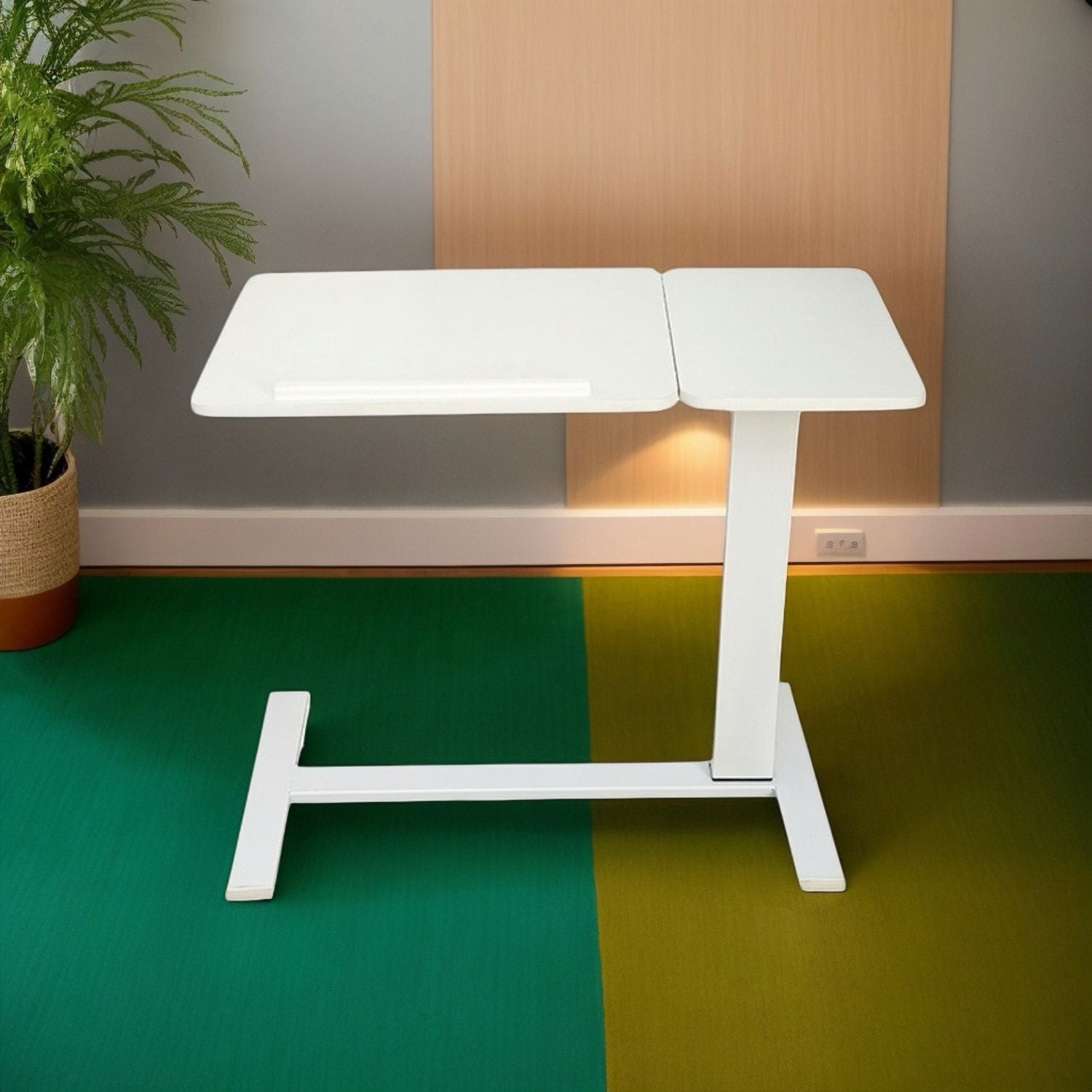 Beistelltisch für Laptops am Bett, mobiler, rollbarer Laptopständer, neigbarer Betttisch mit Rollen, höhenverstellbarer Laptoptisch für Bett, Sofa, Beistelltisch (WEISS)