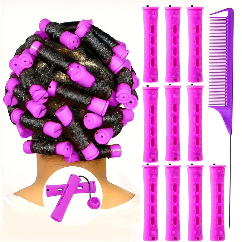 10er-Pack professionelle Dauerwellenwickler mit Kamm und Gummibändern – kurze Lockenwickler für perfektes Haarstyling und Frisieren