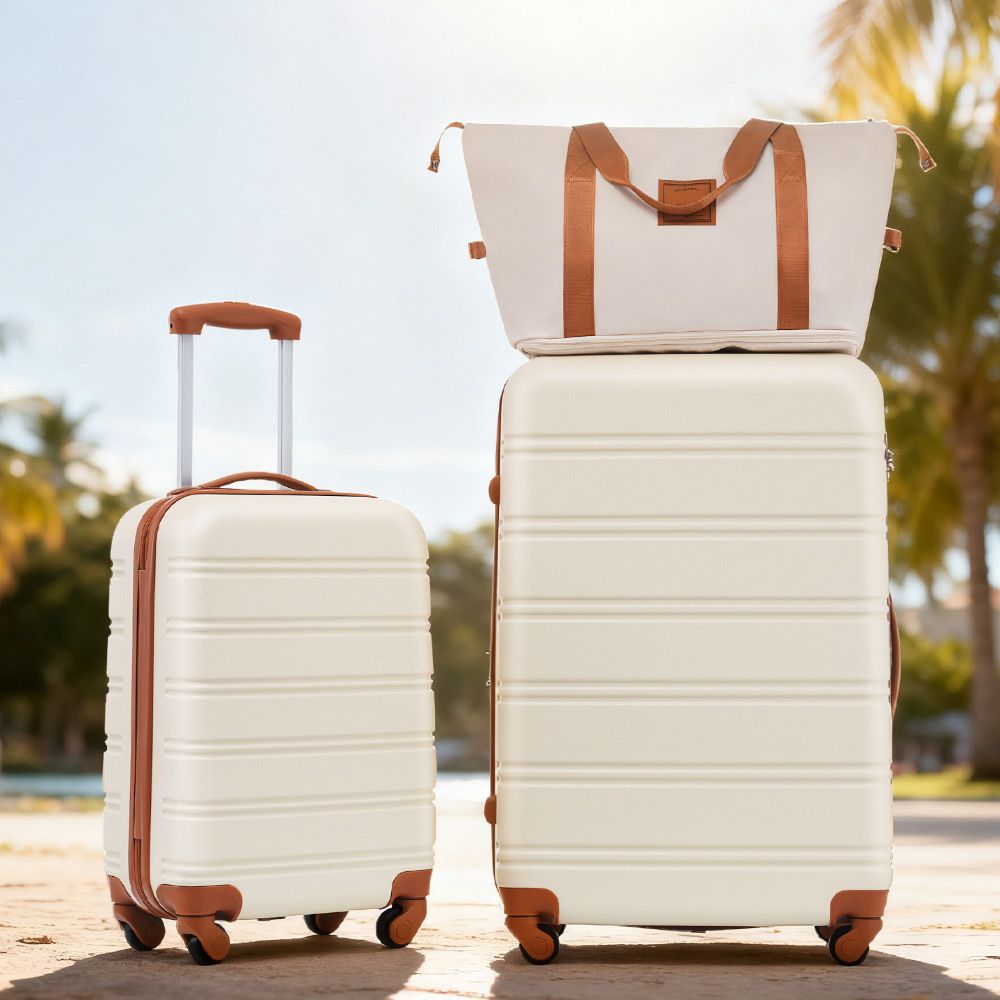 Hartschalen-Gepäck-Sets 2-teilig + Spinner-Koffer mit TSA-Schloss, leicht, 20" + 28"