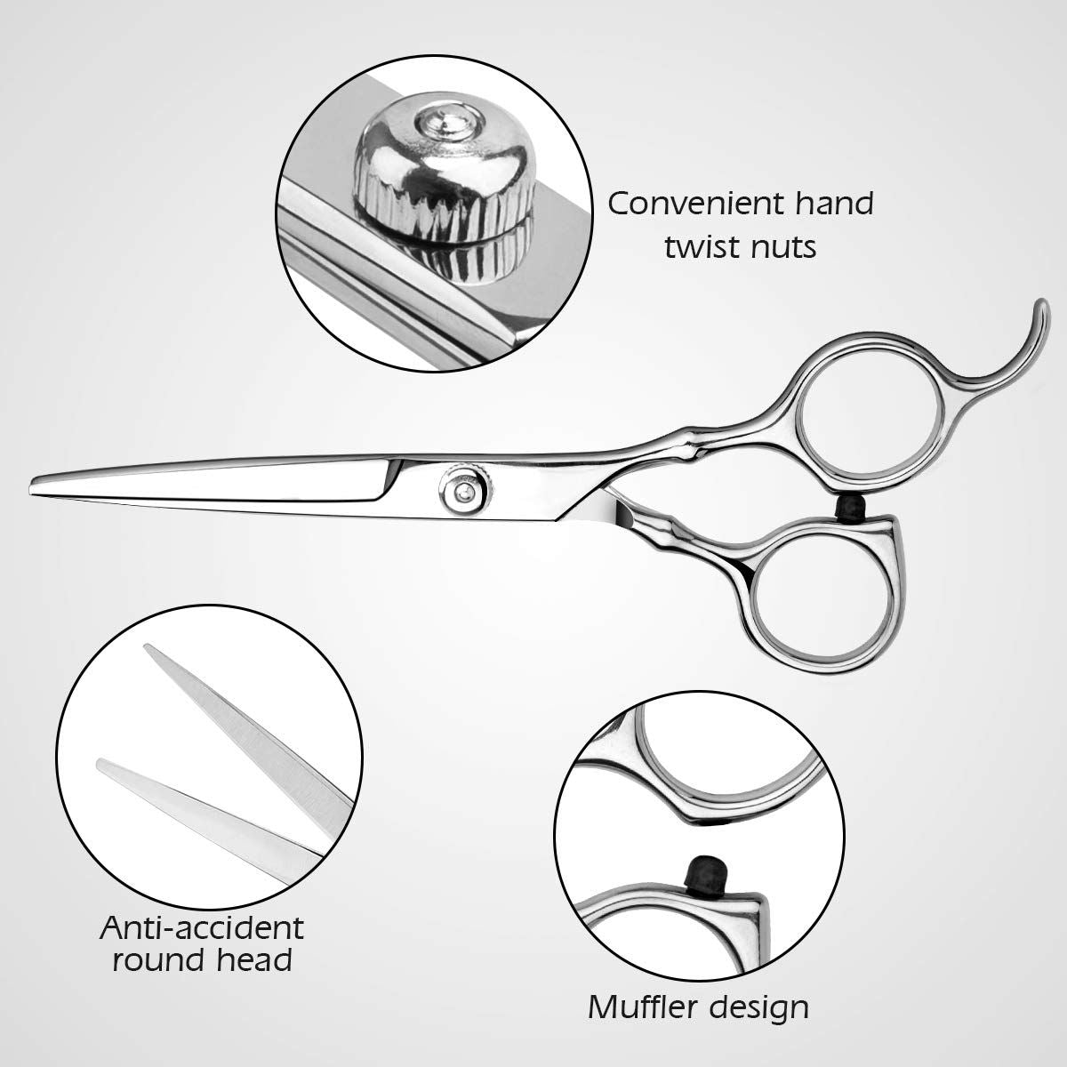 Haarschneidescheren-Set, 6 Zoll Friseur-Ausdünnschere zum Haarschneiden für Damen, Herren, Kinder - Silber