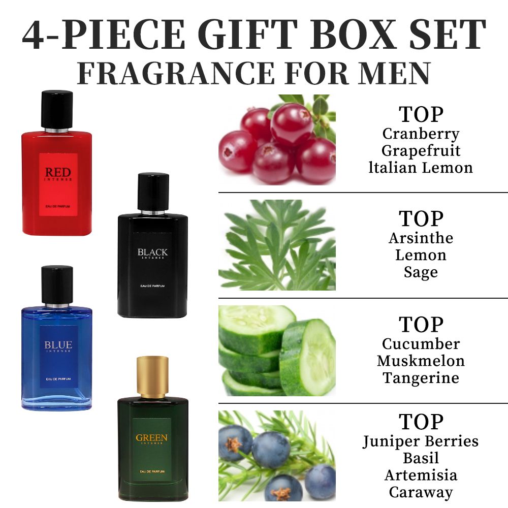 4-teiliges Set, Herren Eau De Toilette Spray Geschenkbox, Lang anhaltender Duft, 4 verschiedene Aromen, 25ml/Flasche, Valentinstag und andere Festlichkeiten