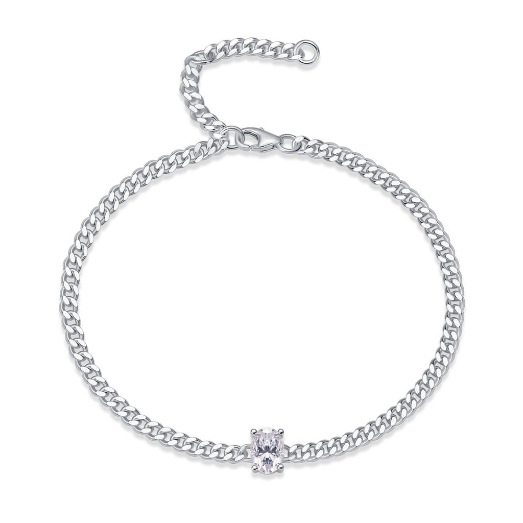 Révélation - Un bracelet de bijoux à la mode orné de moissanite en argent sterling S925 et de diamants plaqués platine, un accessoire en argent de luxe