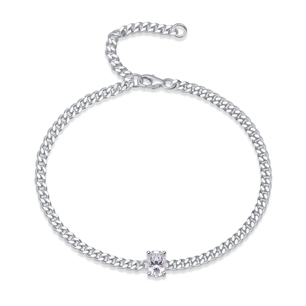Révélation - Un bracelet de bijoux à la mode orné de moissanite en argent sterling S925 et de diamants plaqués platine, un accessoire en argent de luxe