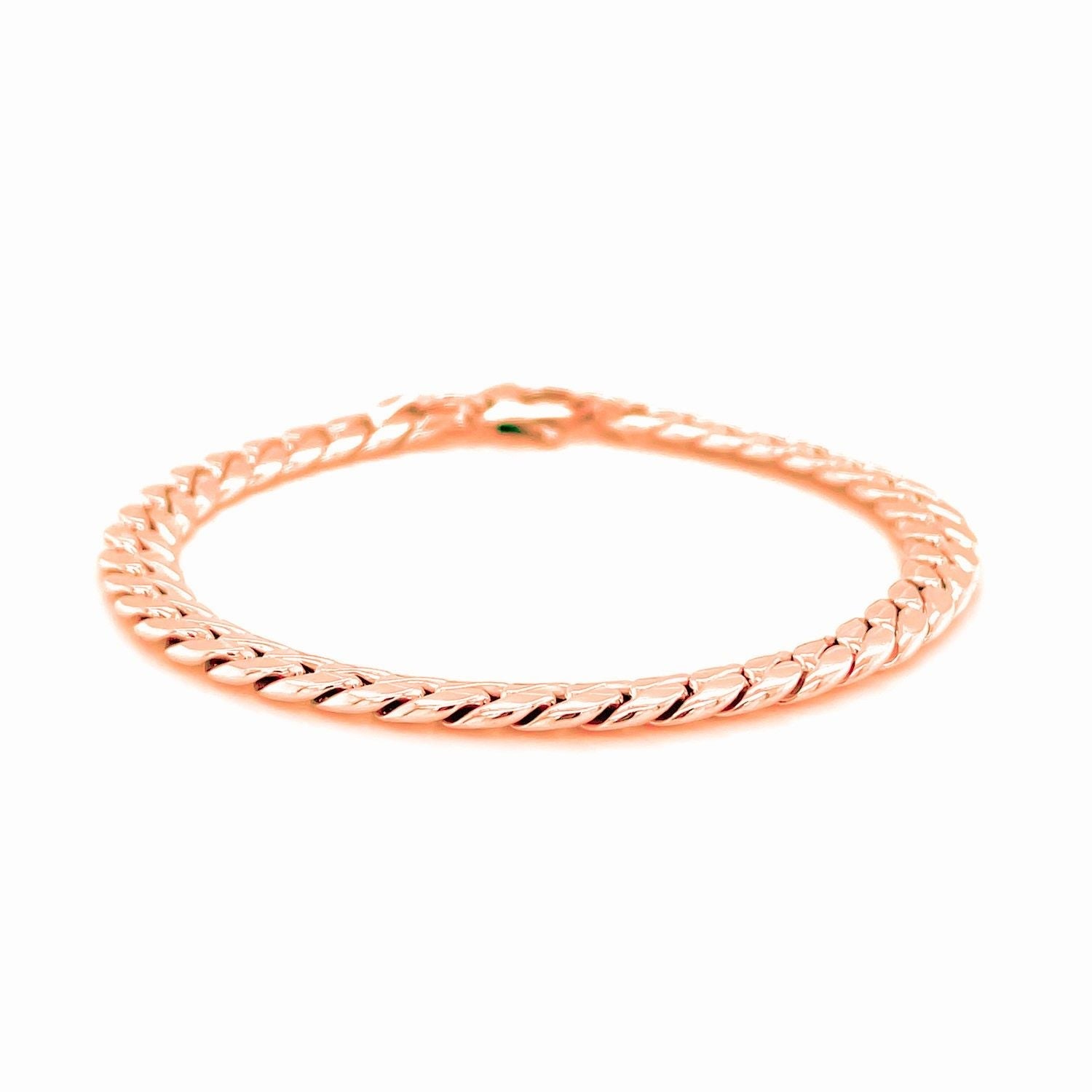 14K Roségold-Kubanische-Gliederkette-Armband