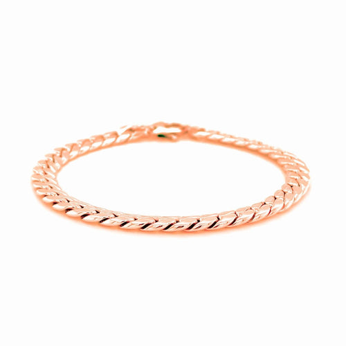 Bracelet maille cubaine en or rose 14 carats
