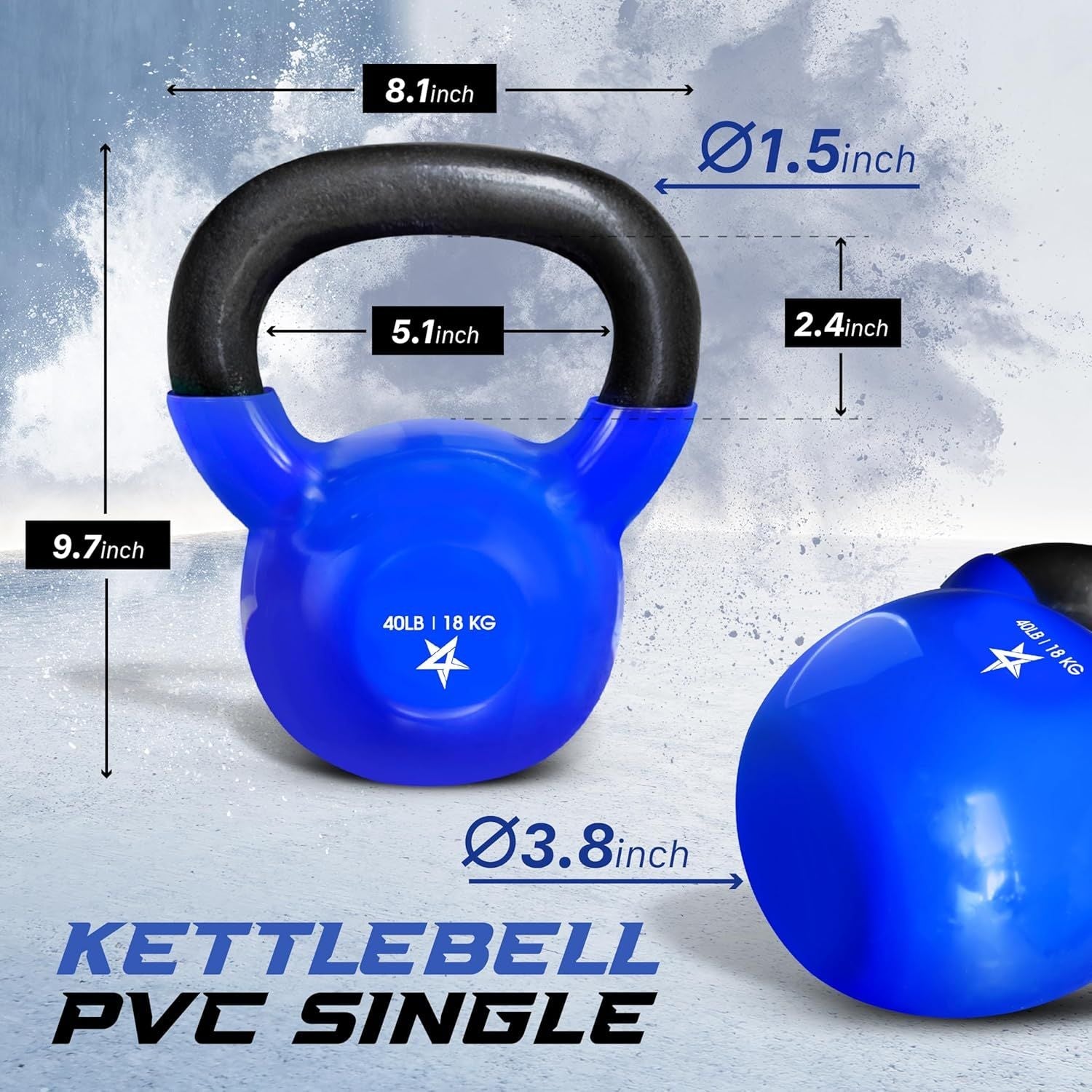 Kettlebell, 5-100 LB Vinylbeschichtete Gusseisen Kettlebells für Krafttraining, Home Gym Übungen, Fitness, Ganzkörpertraining, Liegestütze und Griffkraft