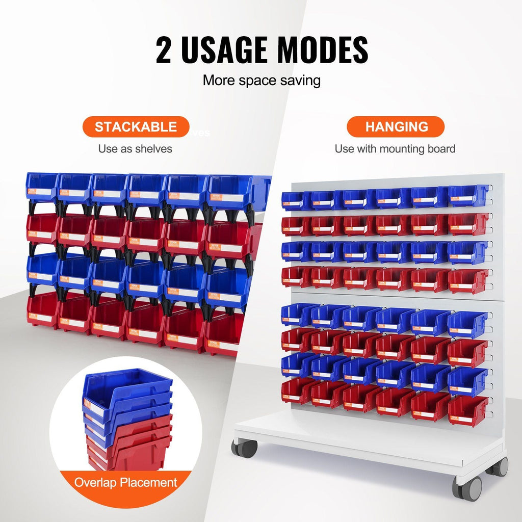 Kunststoff-Aufbewahrungsbehälter, (12,7 x 10,16 x 7,62 cm), stapelbare Hänge-Aufbewahrungsbox, Blau/Rot, 24er-Pack, Hochleistungs-Stapelbehälter für Kleiderschrank, Küche, Büro oder Speisekammer