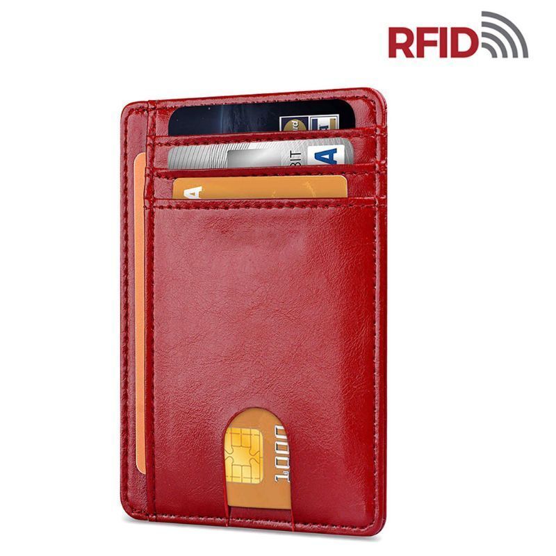 Herren Leder Slim Wallet Kreditkartenetui RFID Blocker Geldbörse Ausweis Geldfach PU USA