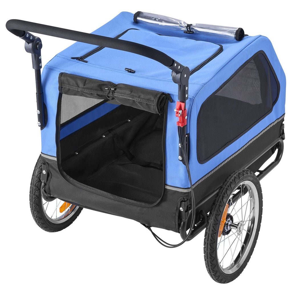 Hunde-Fahrradanhänger, Belastbar bis 40 kg, 2-in-1 Haustierwagen und Fahrradanhänger für kleine und große Hunde, einfach klappbarer Rahmen mit Schnellspannrad, universelle Fahrradkupplung, interne Leine