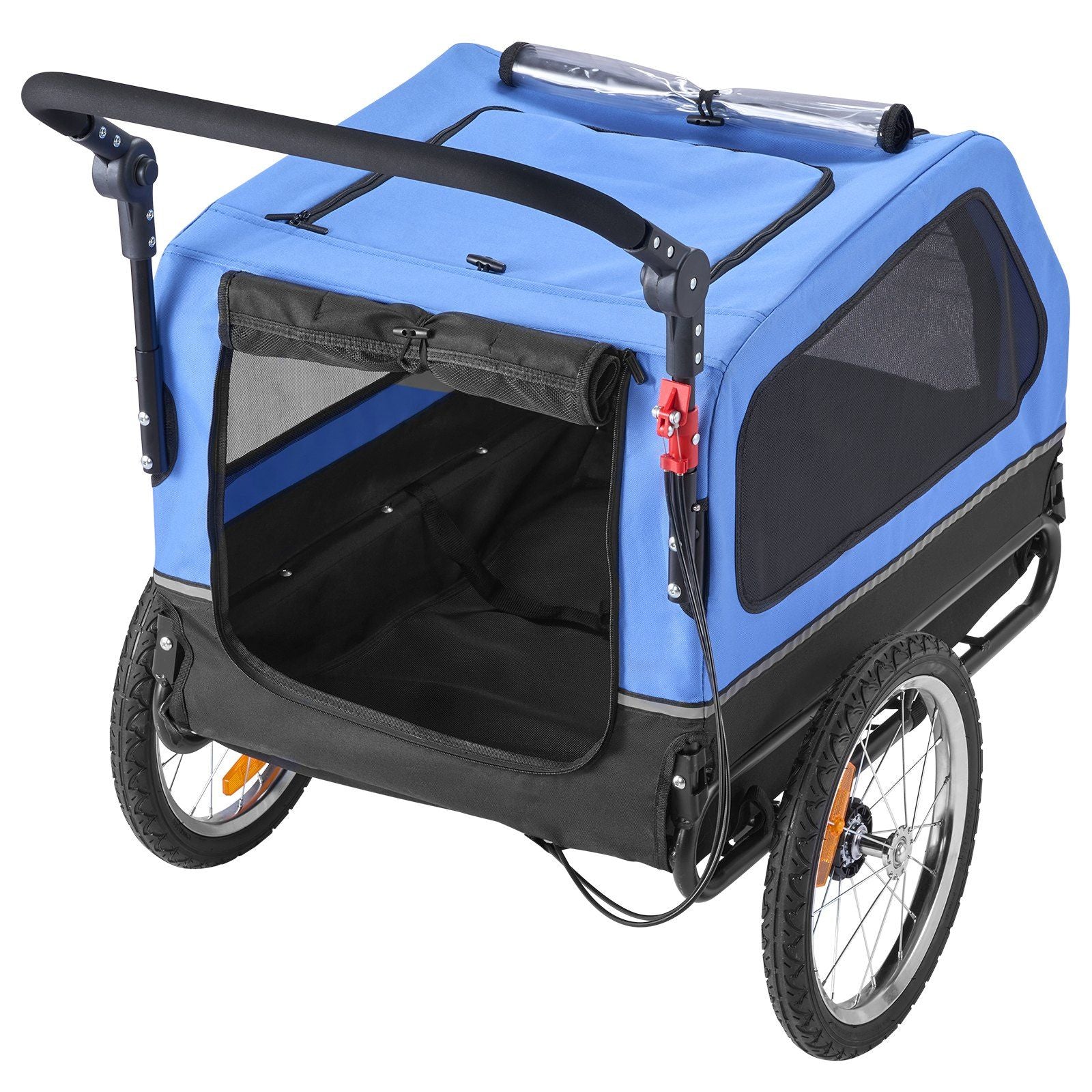 Hunde-Fahrradanhänger, Belastbar bis 40 kg, 2-in-1 Haustierwagen und Fahrradanhänger für kleine und große Hunde, einfach klappbarer Rahmen mit Schnellspannrad, universelle Fahrradkupplung, interne Leine