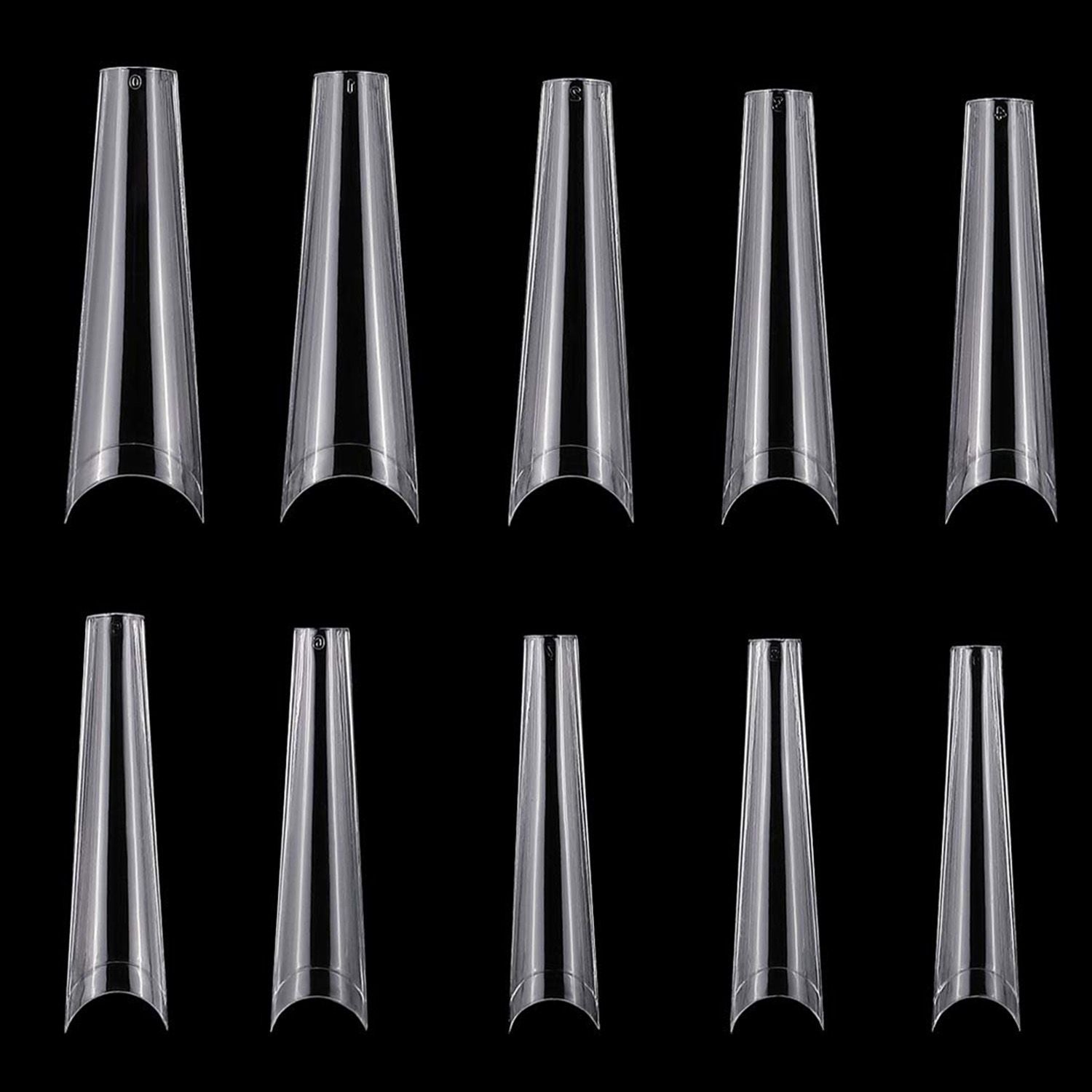 500 faux ongles en C, demi-couverture, français, extra longs, pour salons de manucure, maison, bricolage, 10 tailles