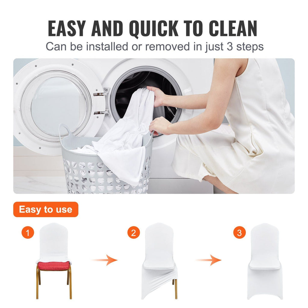 Housses de chaise pliante extensibles en Spandex, universelles et ajustées, amovibles et lavables, pour mariage, vacances, banquet, fête, célébration, salle à manger (50 pièces blanches)