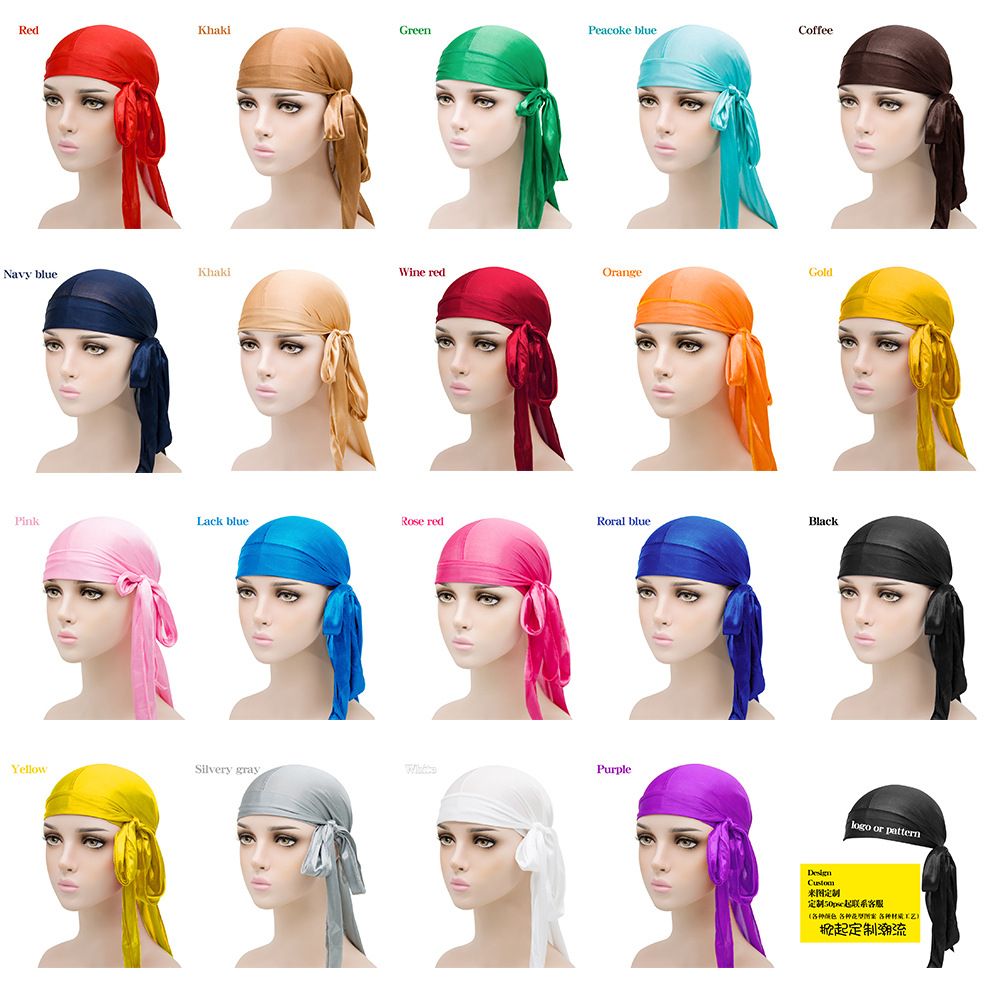 Seidige Durags für Herren und Damen 360 Waves mit 1 Wave Cap Seidiger Satin Durag Extra lange Bänder Feuchtigkeitsableitendes Gewebe Satin-Du-Rag