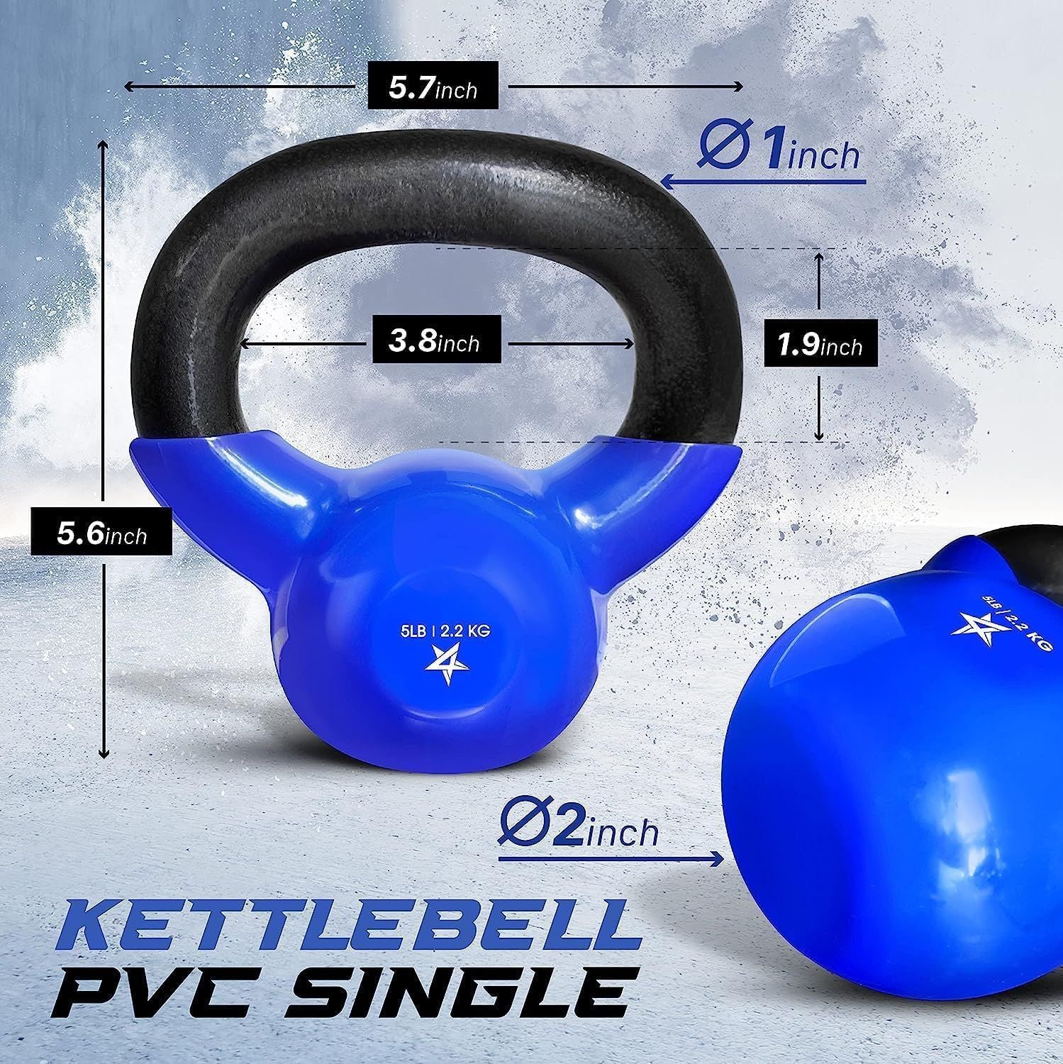 Kettlebell, 5-100 LB Vinylbeschichtete Gusseisen Kettlebells für Krafttraining, Home Gym Übungen, Fitness, Ganzkörpertraining, Liegestütze und Griffkraft