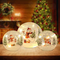 Décorations de Noël d'intérieur, Lot de 3 boules de verre craquelé Bonhomme de neige avec lumières LED, Décorations de table de Noël Globes lumineux avec minuterie pour cheminée, manteau de cheminée, table