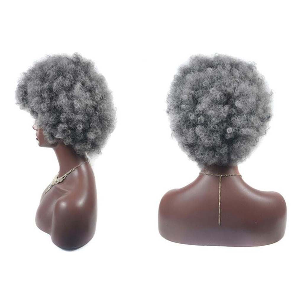 Graue kurze Afro-Lockenperücken für Frauen, große flauschige Kunsthaar-Kurzperücke für Party und Alltag