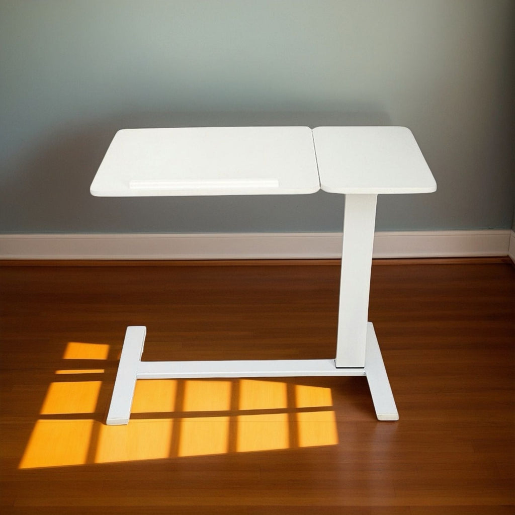 Beistelltisch für Laptops am Bett, mobiler, rollbarer Laptopständer, neigbarer Betttisch mit Rollen, höhenverstellbarer Laptoptisch für Bett, Sofa, Beistelltisch (WEISS)