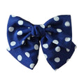Barrettes françaises nœud papillon à pois bleu marine vintage, pinces à cheveux en mousseline faites à la main