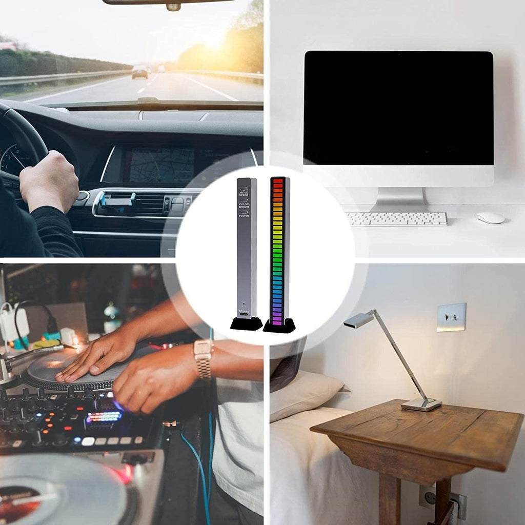 Bande lumineuse LED RVB Contrôle sonore de la musique Lumière d'ambiance à capteur de rythme Veilleuses d'ambiance pour la décoration de bar, voiture, chambre, télévision et jeux