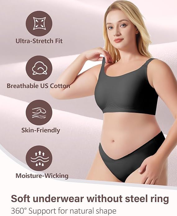 Damen-BHs Nahtlos Ohne Bügel Bralette Bequem Push Up Weich Kabellos Volle Bedeckung Alltags-BHs 2025