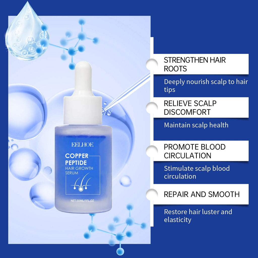 Sérum capillaire liquide au cuivre peptidique - Nourrit les cheveux, les rend lisses et brillants et apporte de l'hydratation Huile essentielle de soin capillaire