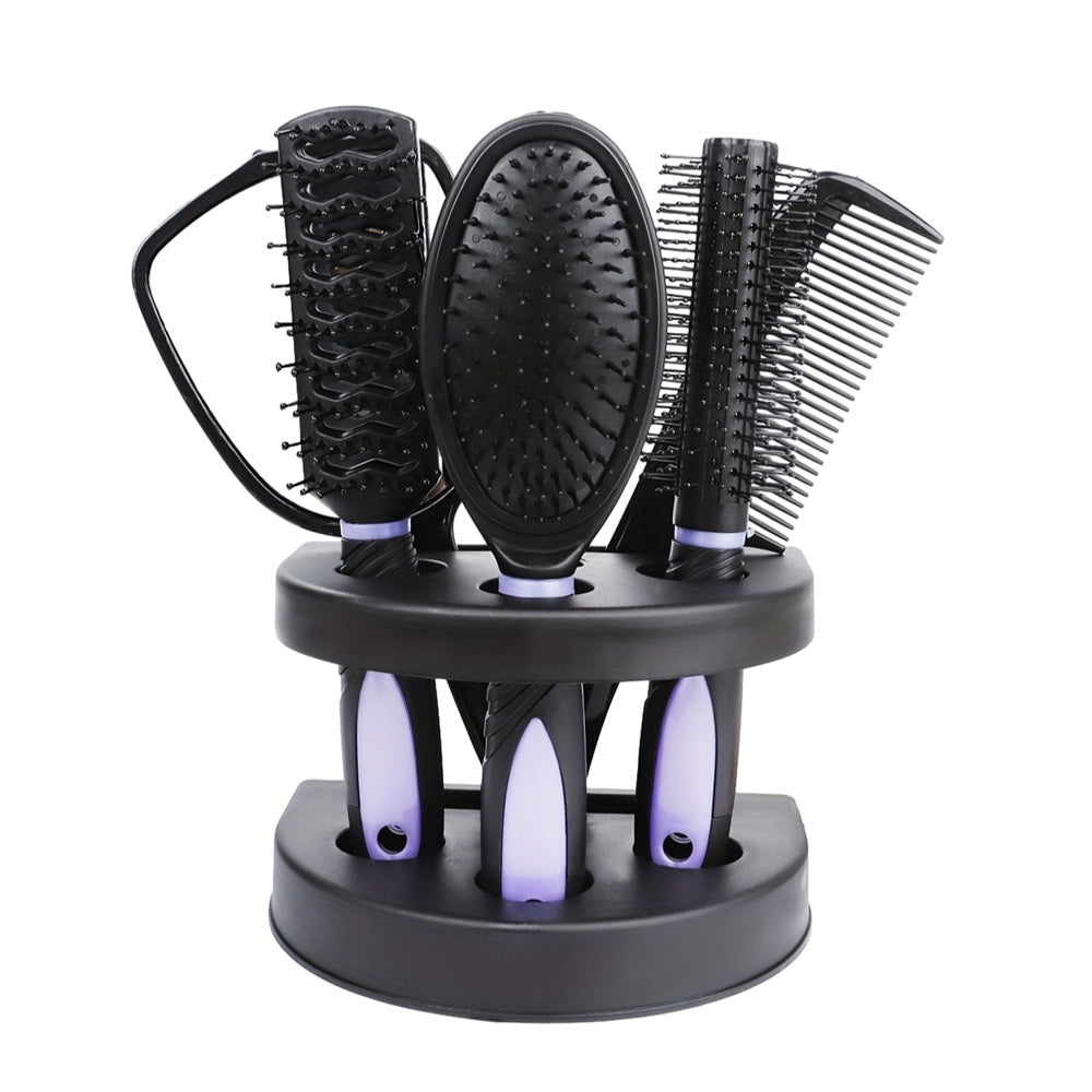 Ensemble de coiffure professionnel 5 pièces avec brosse démêlante, peigne à coussin d'air et miroir de maquillage