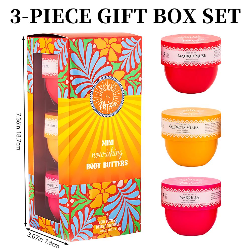 Solo En Ibiza, 3-teiliges Set, Körperbutter für Männer und Frauen, 3 verschiedene Düfte, langanhaltender Duft, perfekt für Dating, Alltag, Partys, Geschenk, je 52 ml