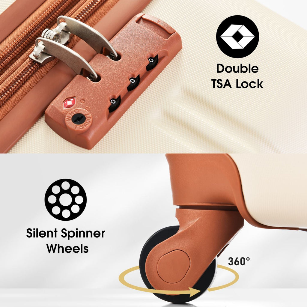 Hartschalen-Gepäck-Sets 2-teilig + Spinner-Koffer mit TSA-Schloss, leicht, 20" + 28"