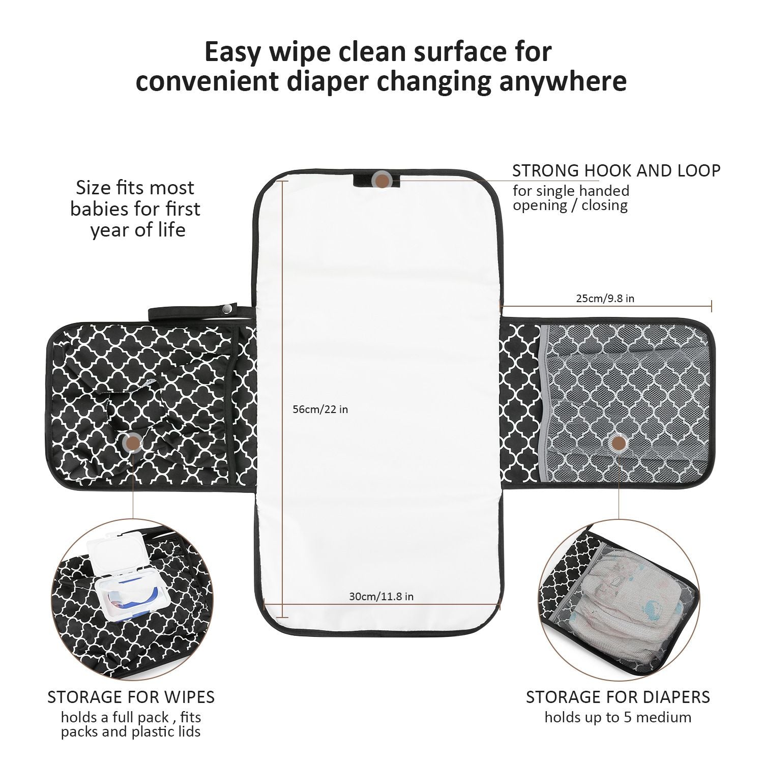 Wickelunterlage für Babys, Mutter-Kind-Reise-Wickelunterlage, tragbar, wasserdicht, multifunktional, Feuchttücher-Tasche, Wickeltaschen-Zubehör