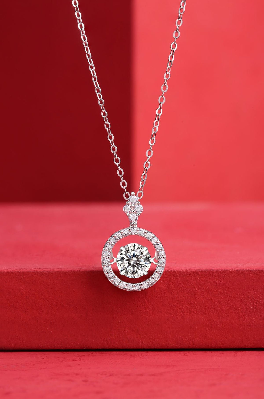 Touch - 1 Karat Moissan Diamant S925 Sterlingsilber Schmuck, modischer und trendiger Schmuck, erschwingliche Diamant-Halsketten-Anhänger